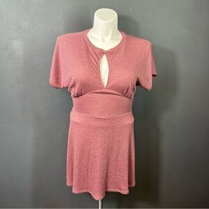 Buckle Daytrip Mauve Ribbed Open Back Short Sleeve Dress L